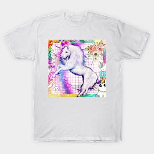 Unicorn, magic collage, hearts and roses T-Shirt